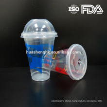 High Quality Food Grade Clear Plastic Disposable 12oz/360ml smoothie cups with lids for wholesale